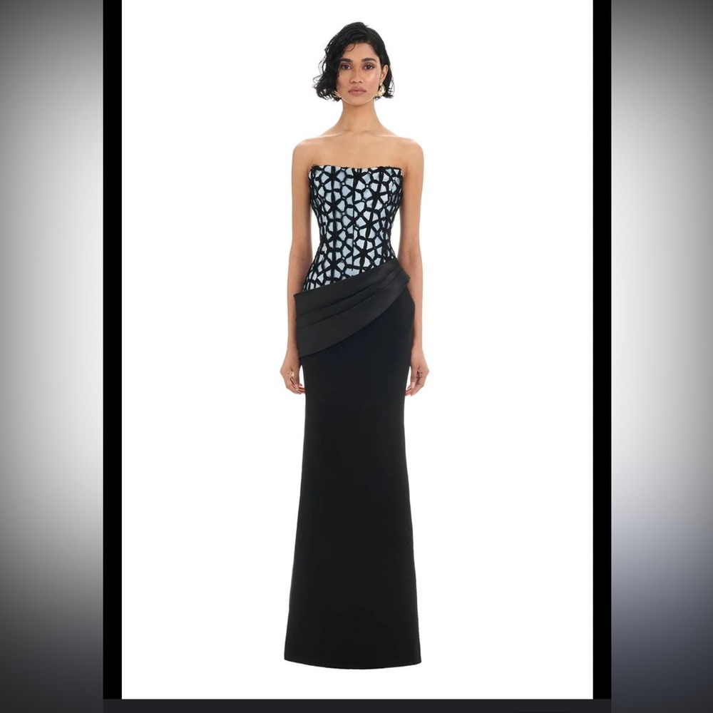 Elegant Black and Blue Strapless Dress